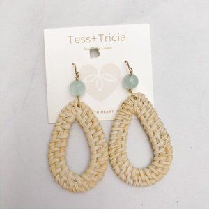 Tess and Tricia Bungalow Jade Bead Rattan Earrings